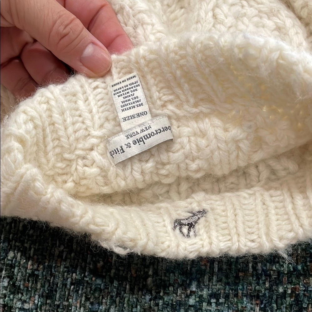 Abercrombie‎ & Fitch Cream Knit Beanie - Picture 5 of 7